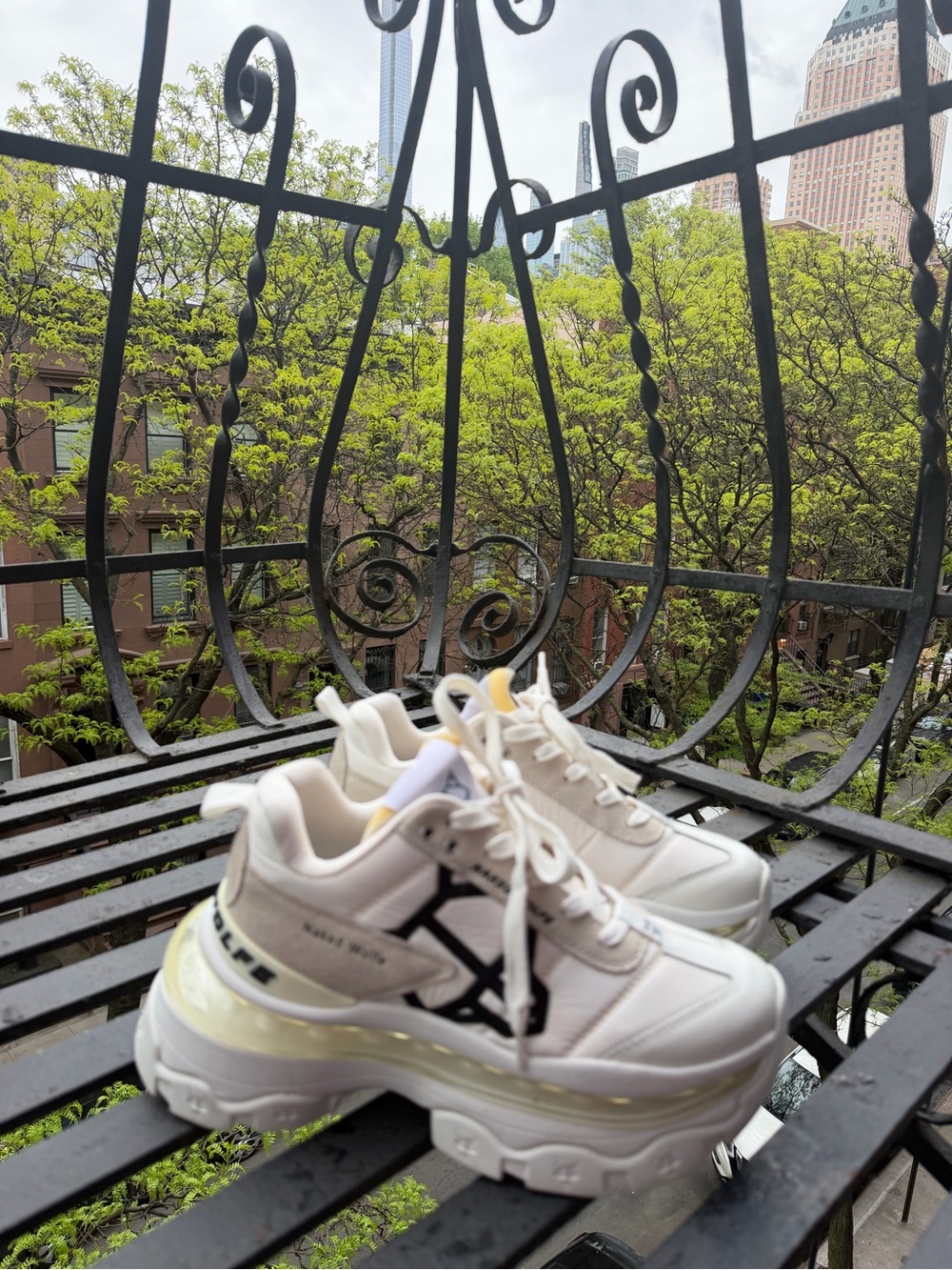 Naked Wolfe White and Black Platform Sneakers with Cream Accents